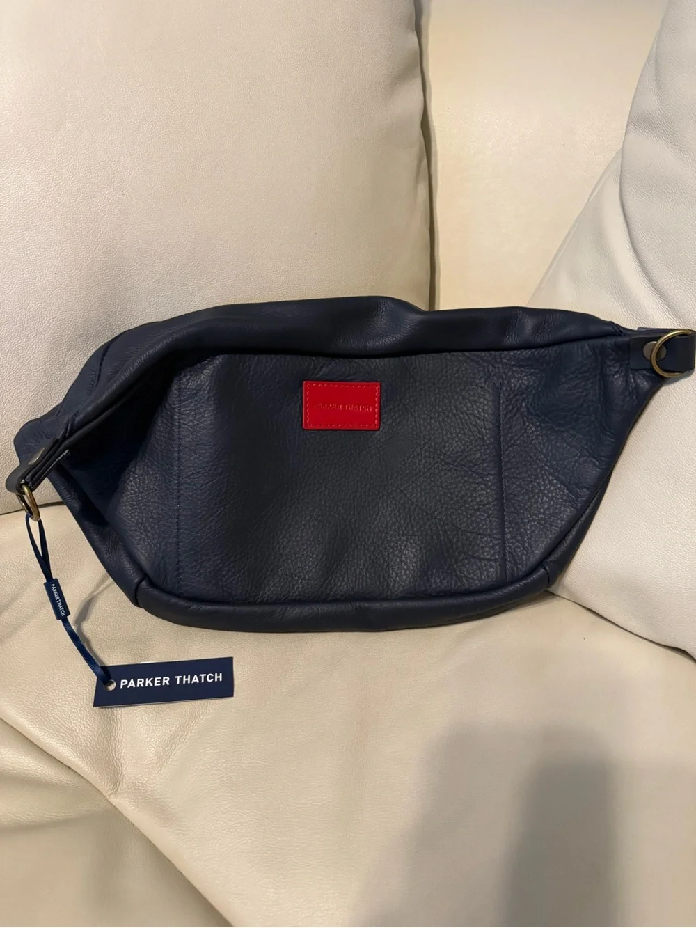 Parker Thatch Navy Leather & Pink Suede sling with Red Accent  NWT